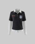 WARDEN EDGE Layered Striped Polo Shirt