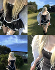 Rase le sol Lace-Trimmed Vest and Skirt Set with Cross Detail - PINKPARKS