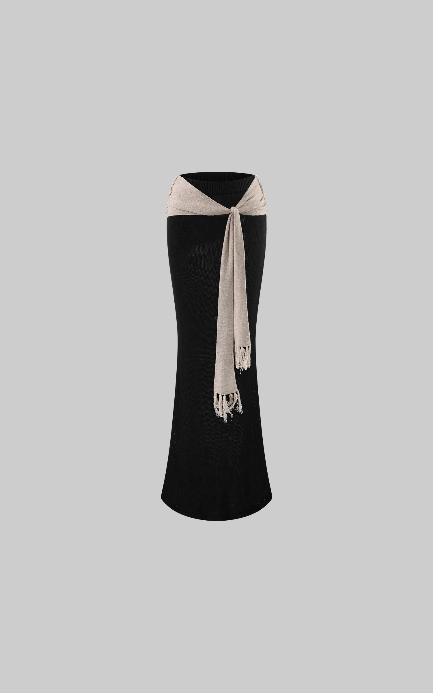 Rase le sol Draped Tie-Waist Wool Knit Maxi Skirt