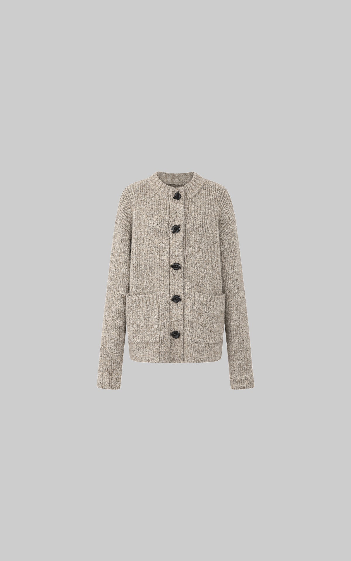 IAMXIAA Cardigan Boutonné Oversize en Maille Chinée avec Poches Plaquées