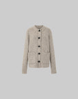IAMXIAA Cardigan Boutonné Oversize en Maille Chinée avec Poches Plaquées