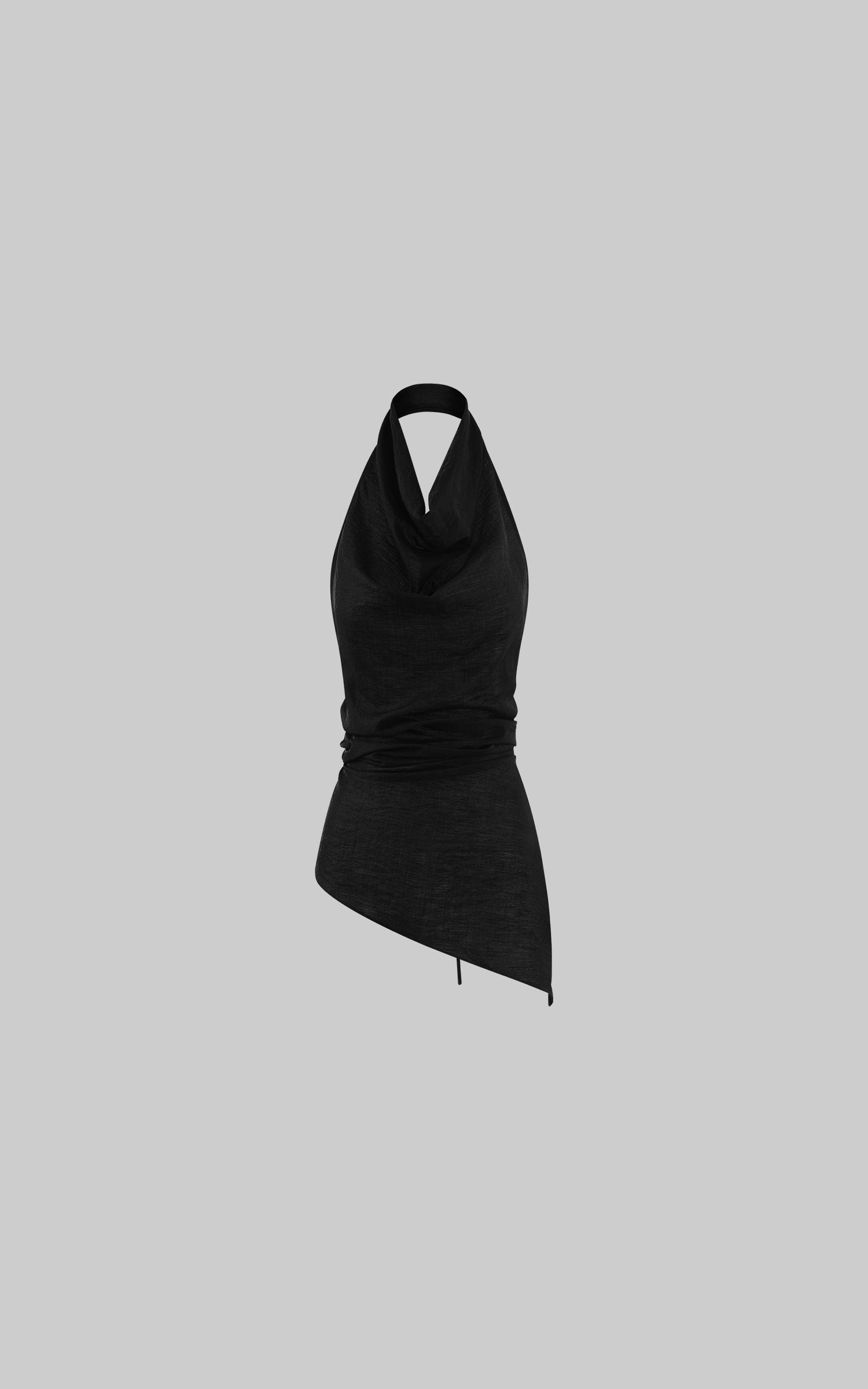 0122stepll Draped Halter Lace-Up Top
