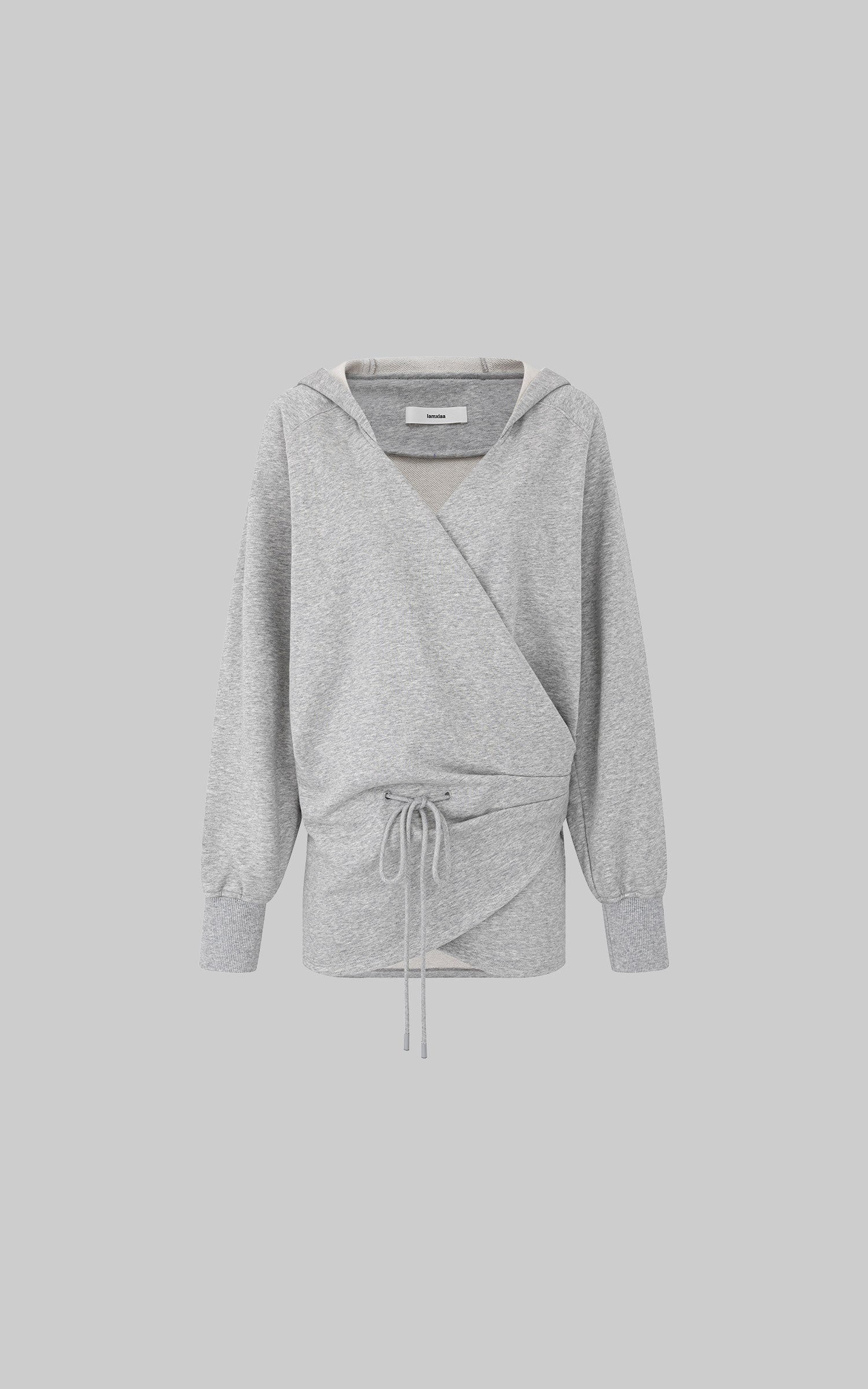 IAMXIAA Wrap Drawstring Hooded Long Sleeve Top