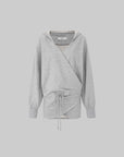 IAMXIAA Wrap Drawstring Hooded Long Sleeve Top