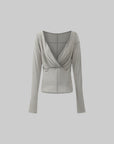 Rase le sol Draped Mesh Top with Lace Trim Camisole Set - PINKPARKS