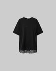IAMXIAA Rhinestone Logo Lace Hem Oversized T-Shirt