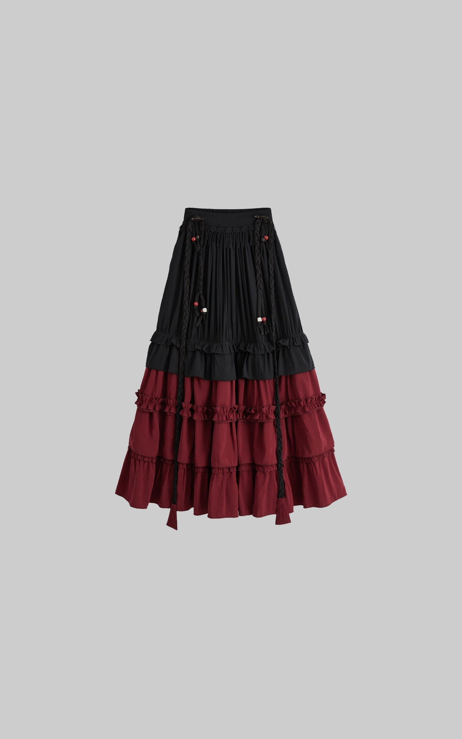 DOINDULGE Layered Ruffle Panel Maxi Skirt