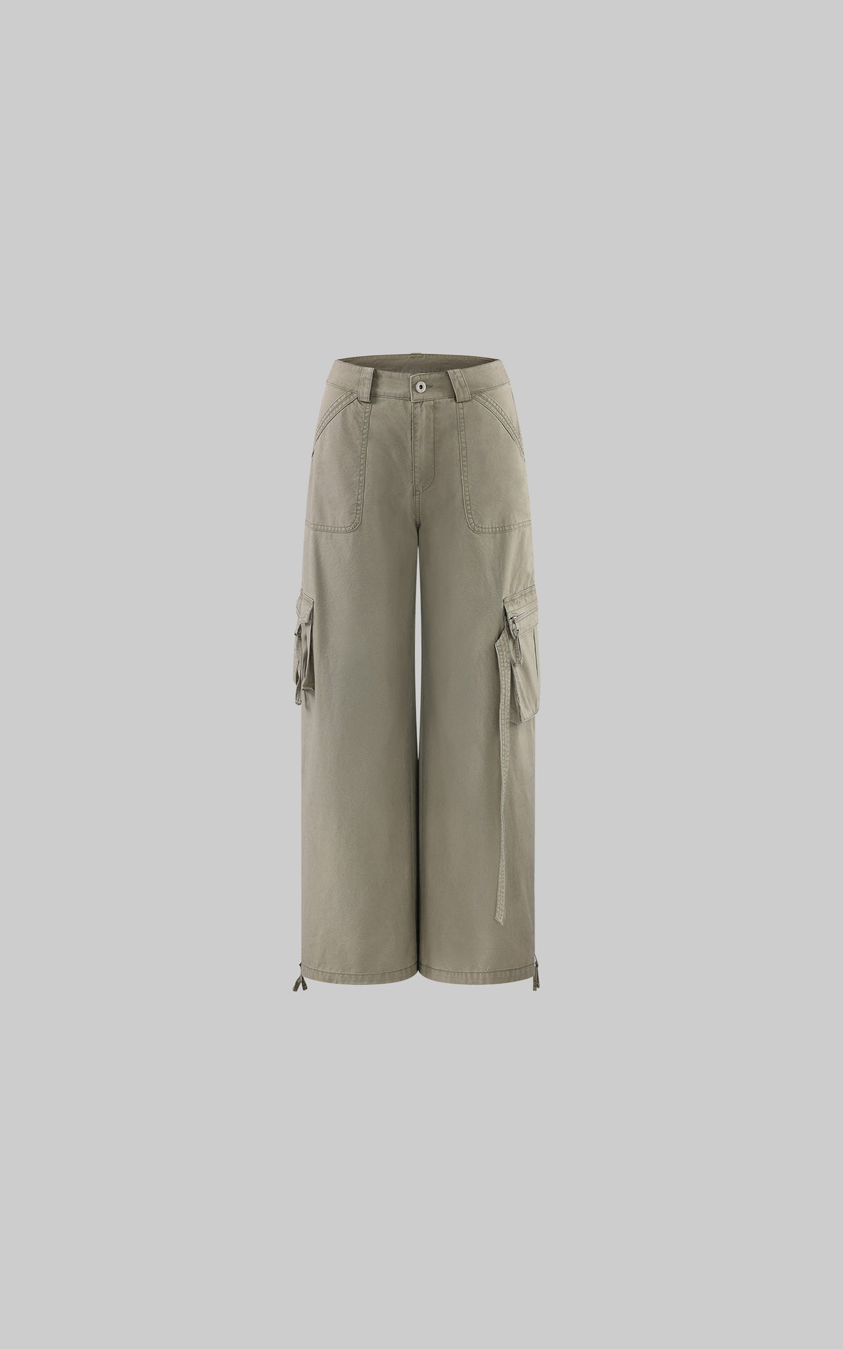 WARDEN EDGE Strap Detail Wide-Leg Cargo Pants