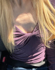 Rase le sol Twisted V-Neck Fitted Long Sleeve Top