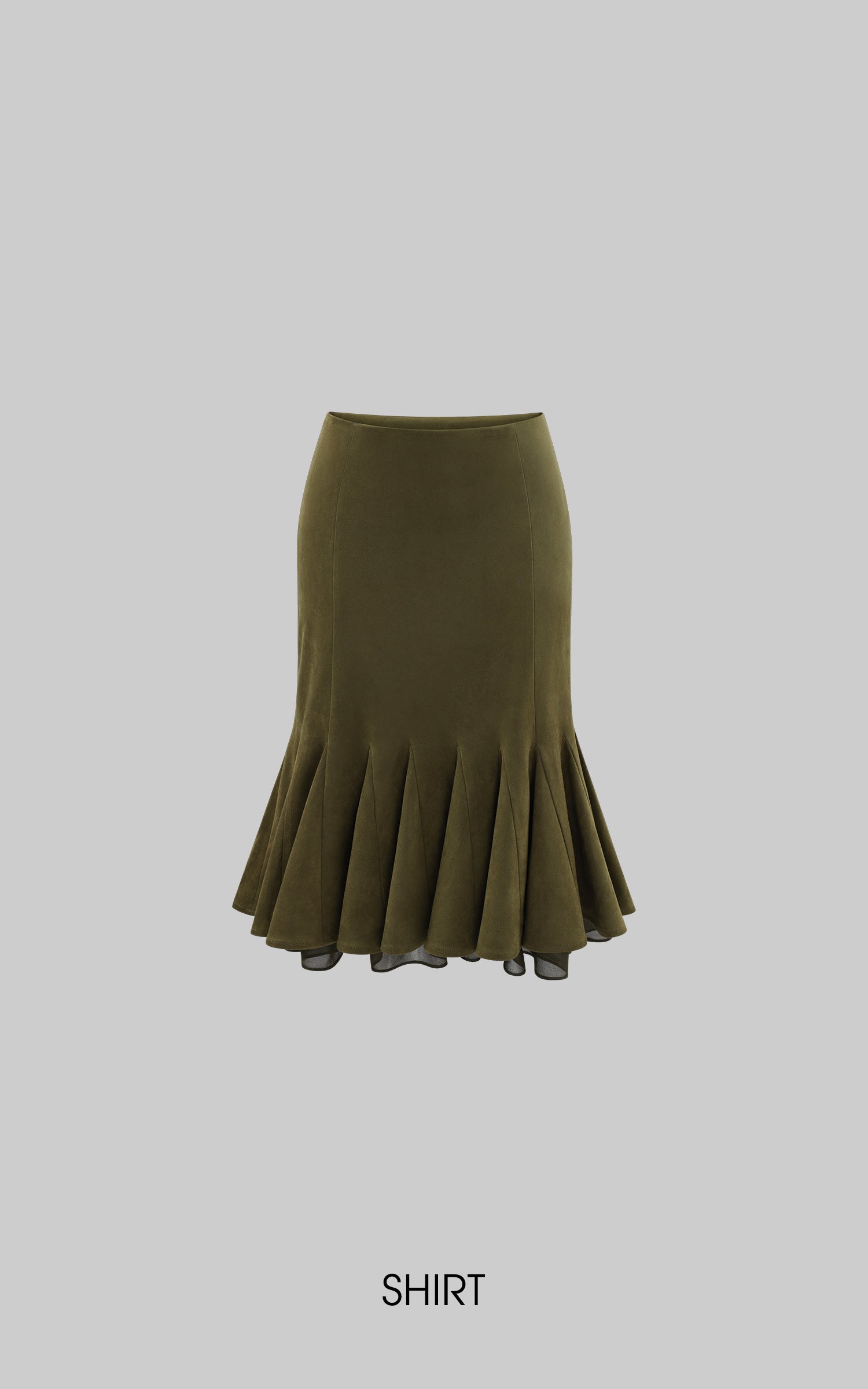 ROVENTE 페이크 스웨이드 케이프 &amp; 미디 스커트 세트