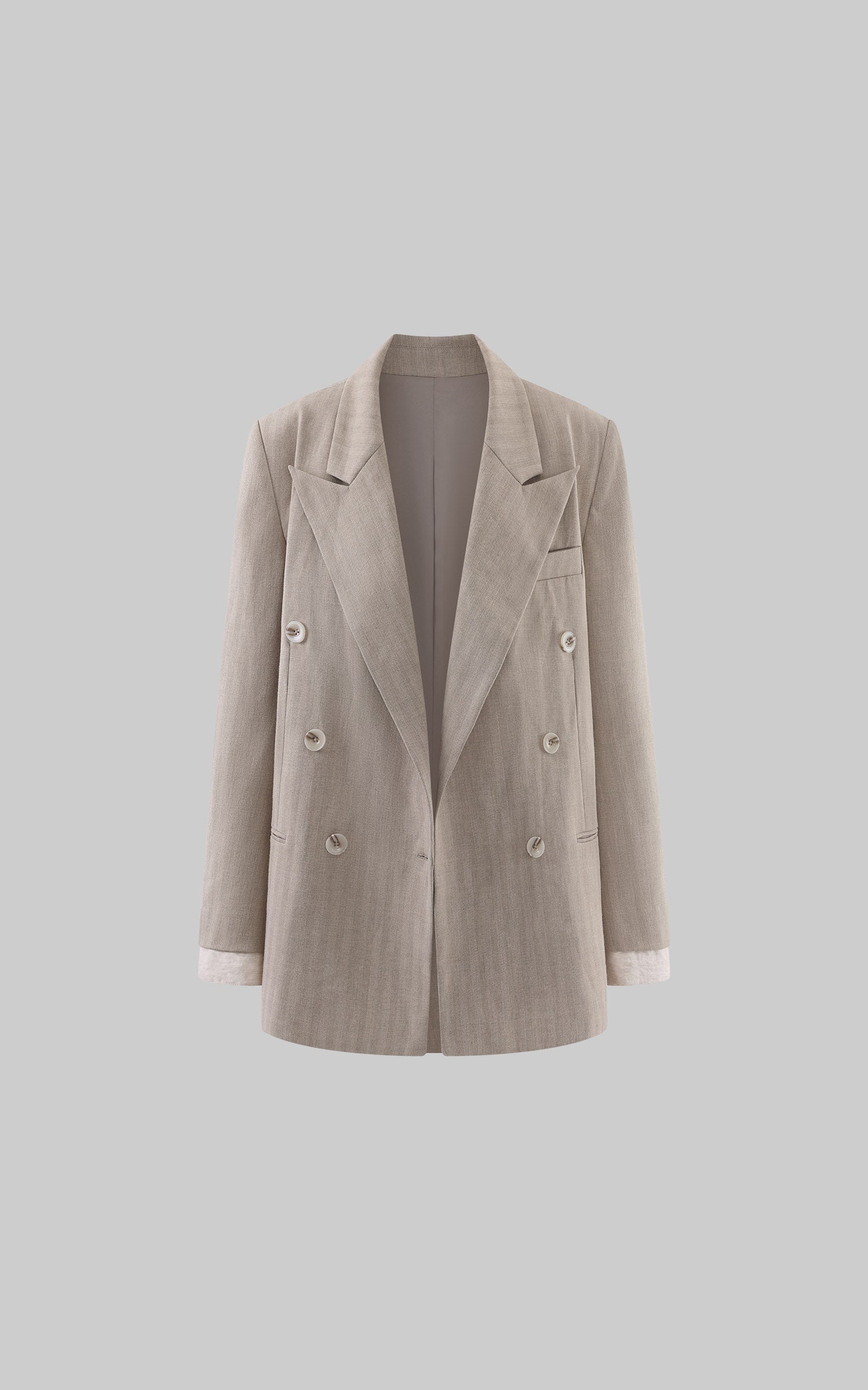 Rase le sol Layered Cuff Oversized Double-Breasted Blazer
