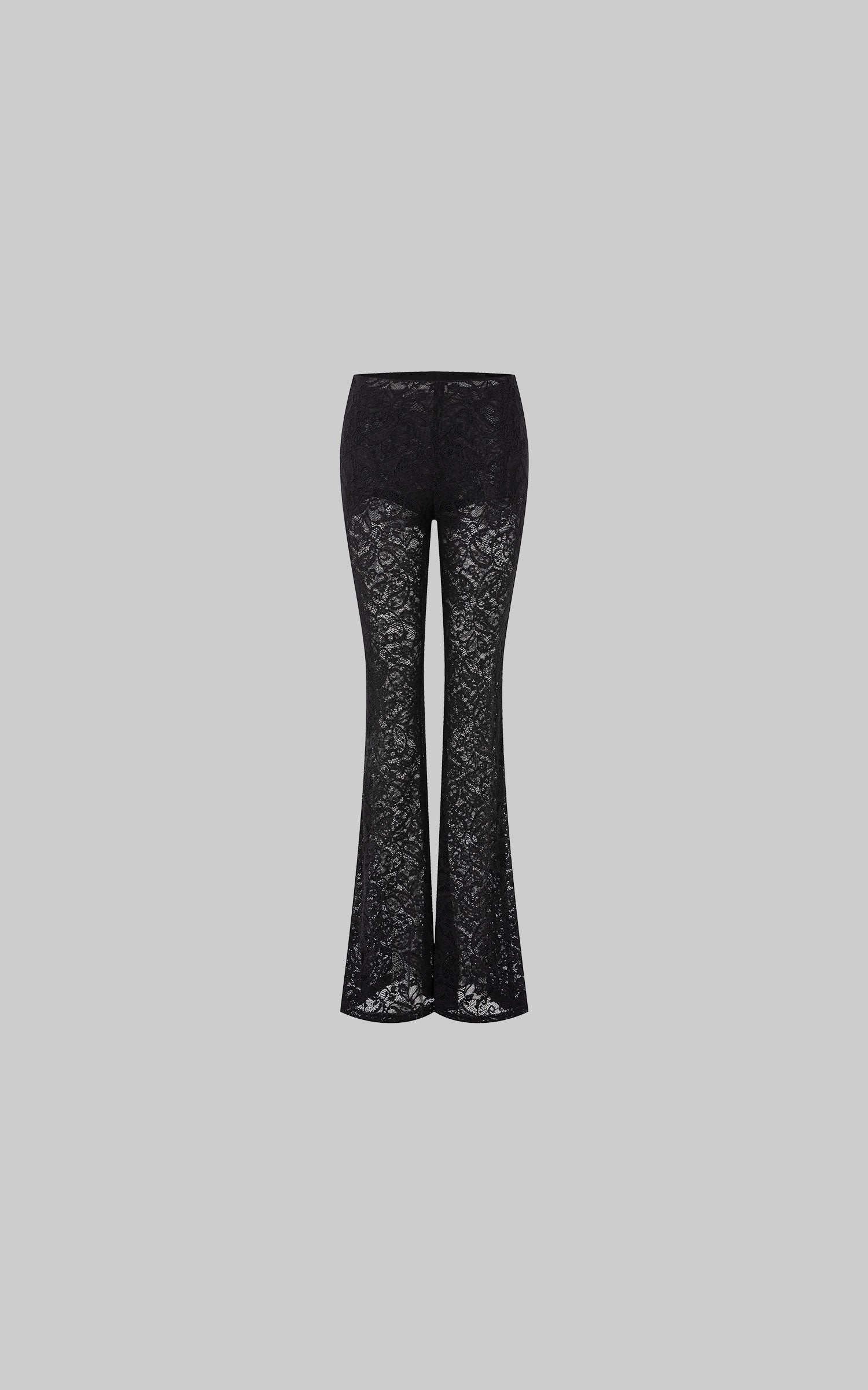 IAMXIAA Sheer Floral Lace Flared Pants with Stretch Lining