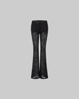 IAMXIAA Sheer Floral Lace Flared Pants with Stretch Lining