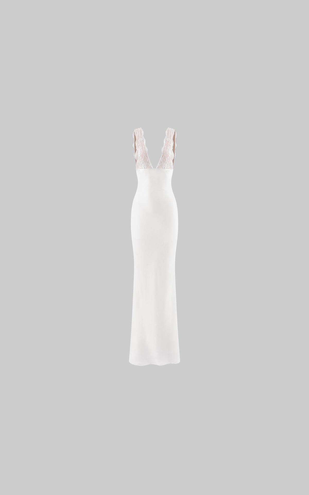 ROVENTE Lace-Trim Lace-Up Satin Maxi Dress