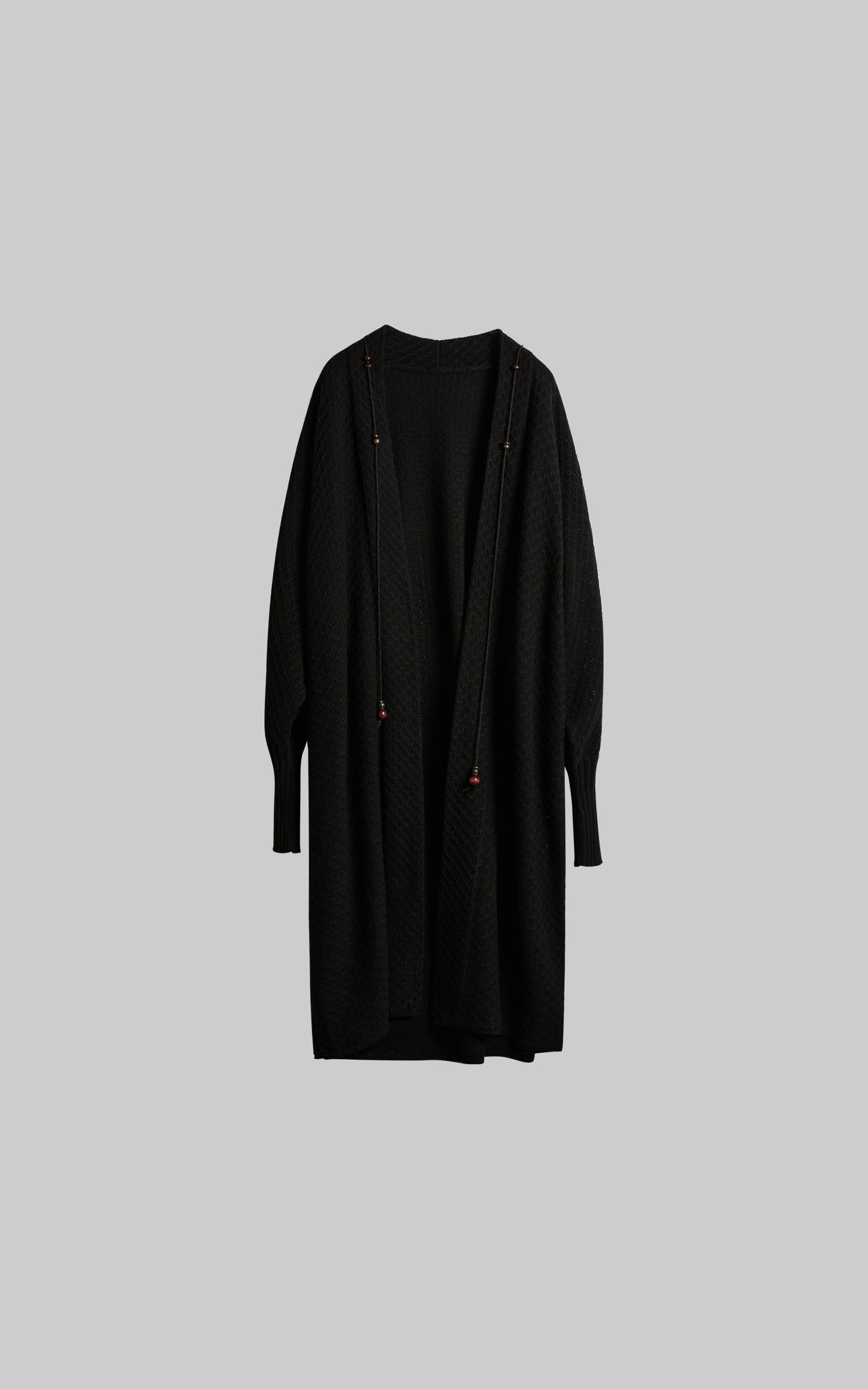 DOINDULGE Textured Knit Long Cardigan with Draped Silhouette