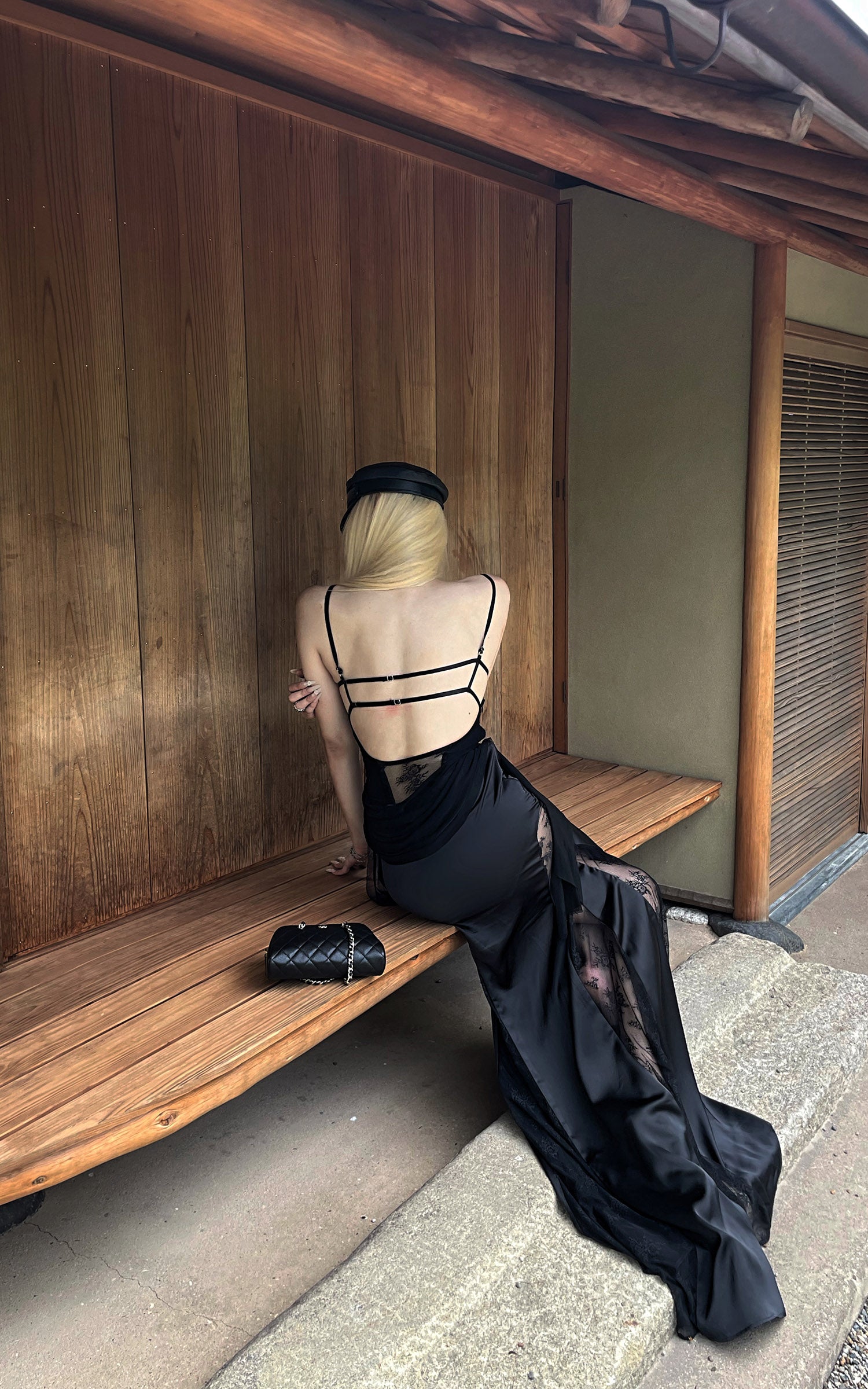 Rase le sol Sheer Lace Paneled Slip Maxi Dress
