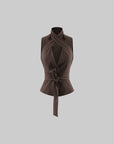 0122stepll Gilet ajusté à rayures fines & Ensemble jupe trapèze mini