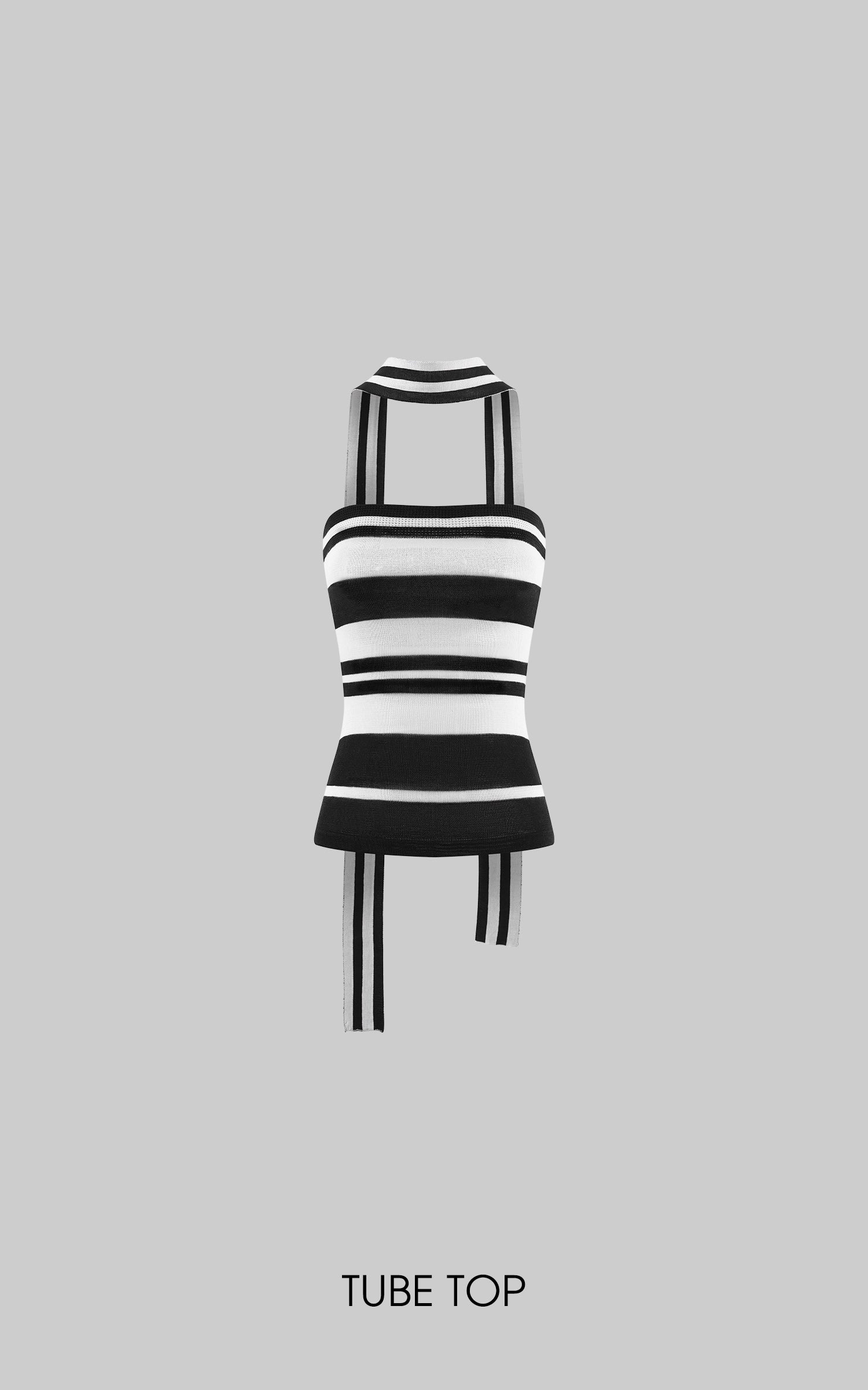 0122stepll Striped Scarf-Neck Tube Top &amp; Maxi Skirt Set