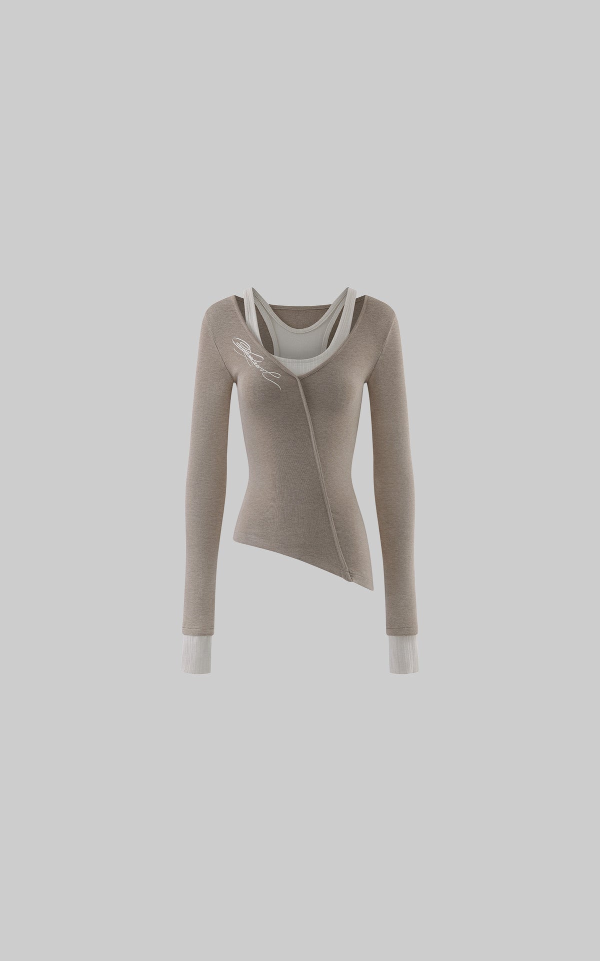 Rase le sol Asymmetric Layered Two-Piece Long Sleeve Top