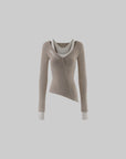 Rase le sol Asymmetric Layered Two-Piece Long Sleeve Top