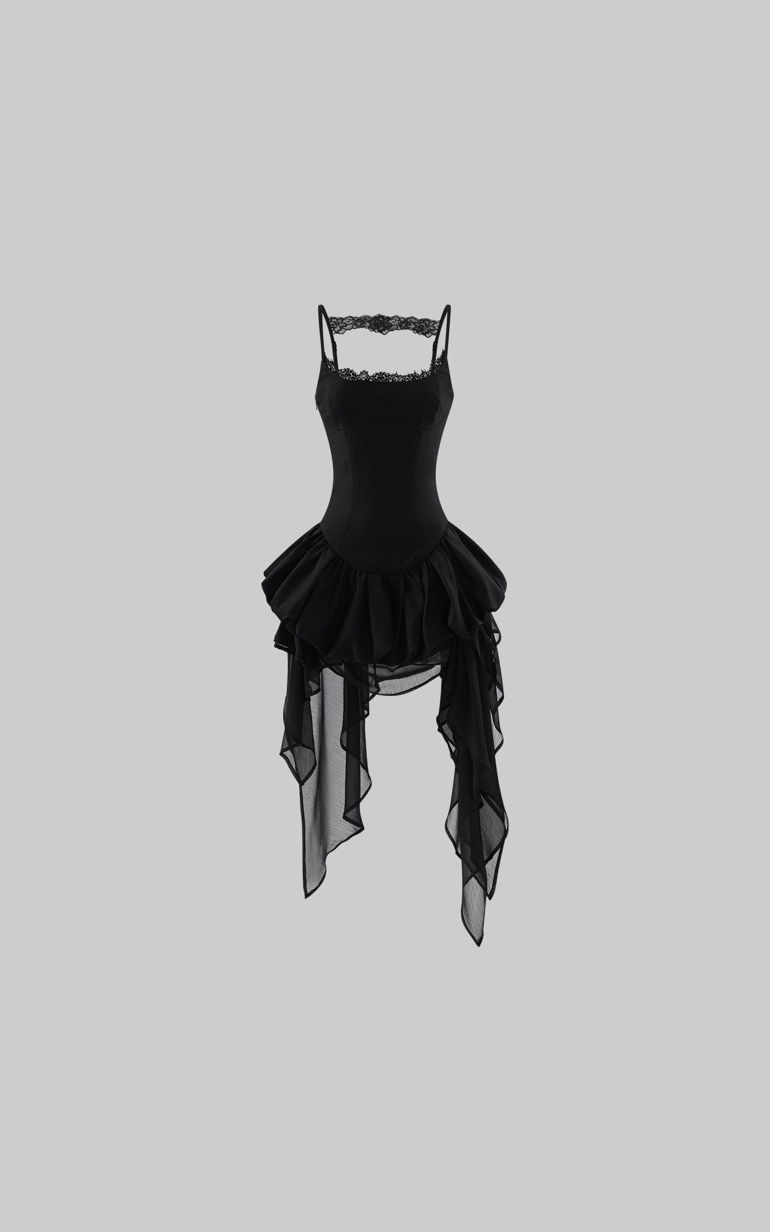 WARDEN EDGE Robe à volants asymétrique avec dentelle