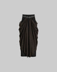 DOINDULGE Beaded Waist Draped Maxi Skirt