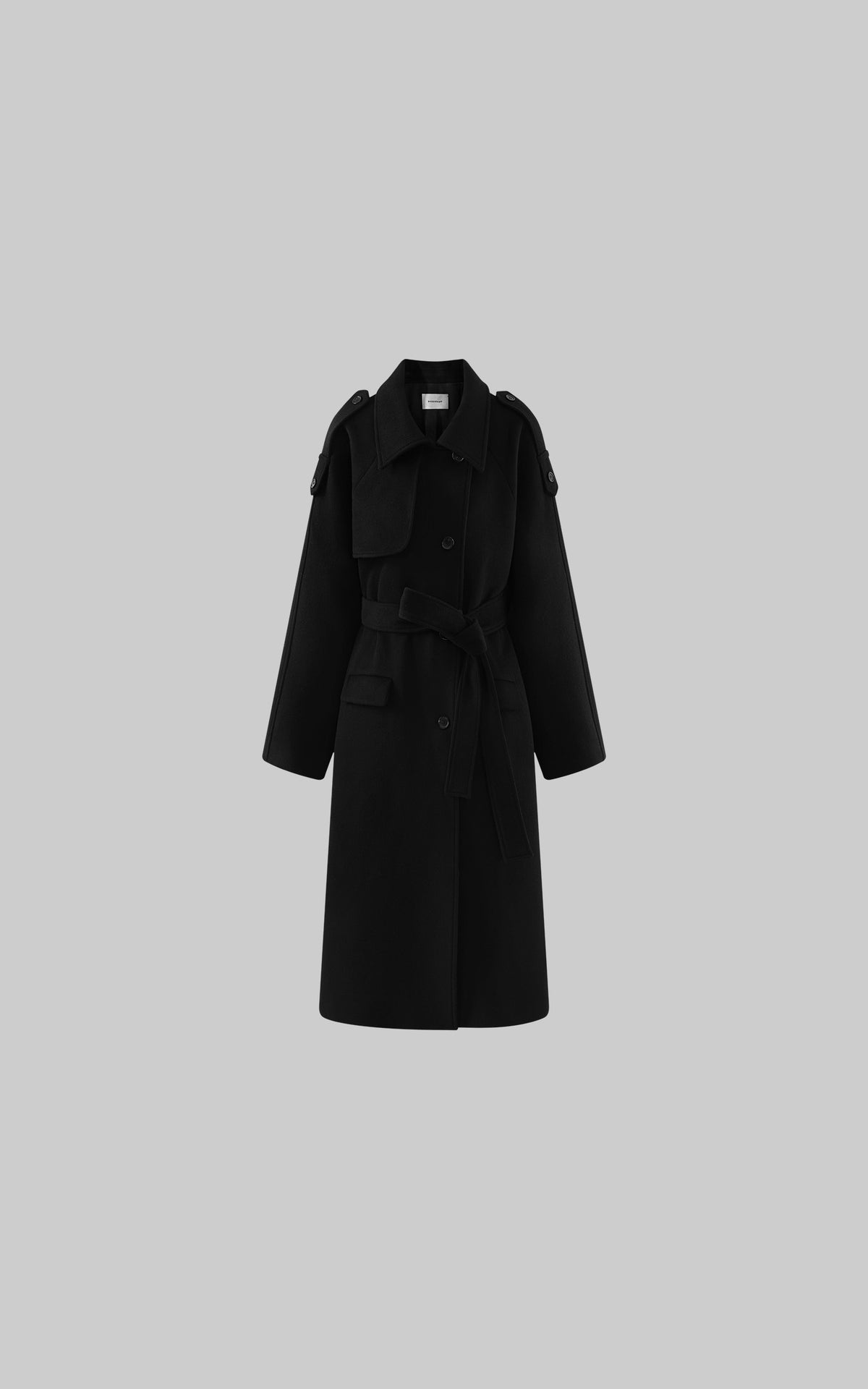0122stepll Oversized Military Belted Long Wool Trench Coat
