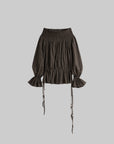 DOINDULGE Off-Shoulder Ruched Blouse with Beaded Drawstring