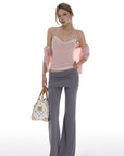IAMXIAA Striped Cami and Cardigan Set with Lace Trim