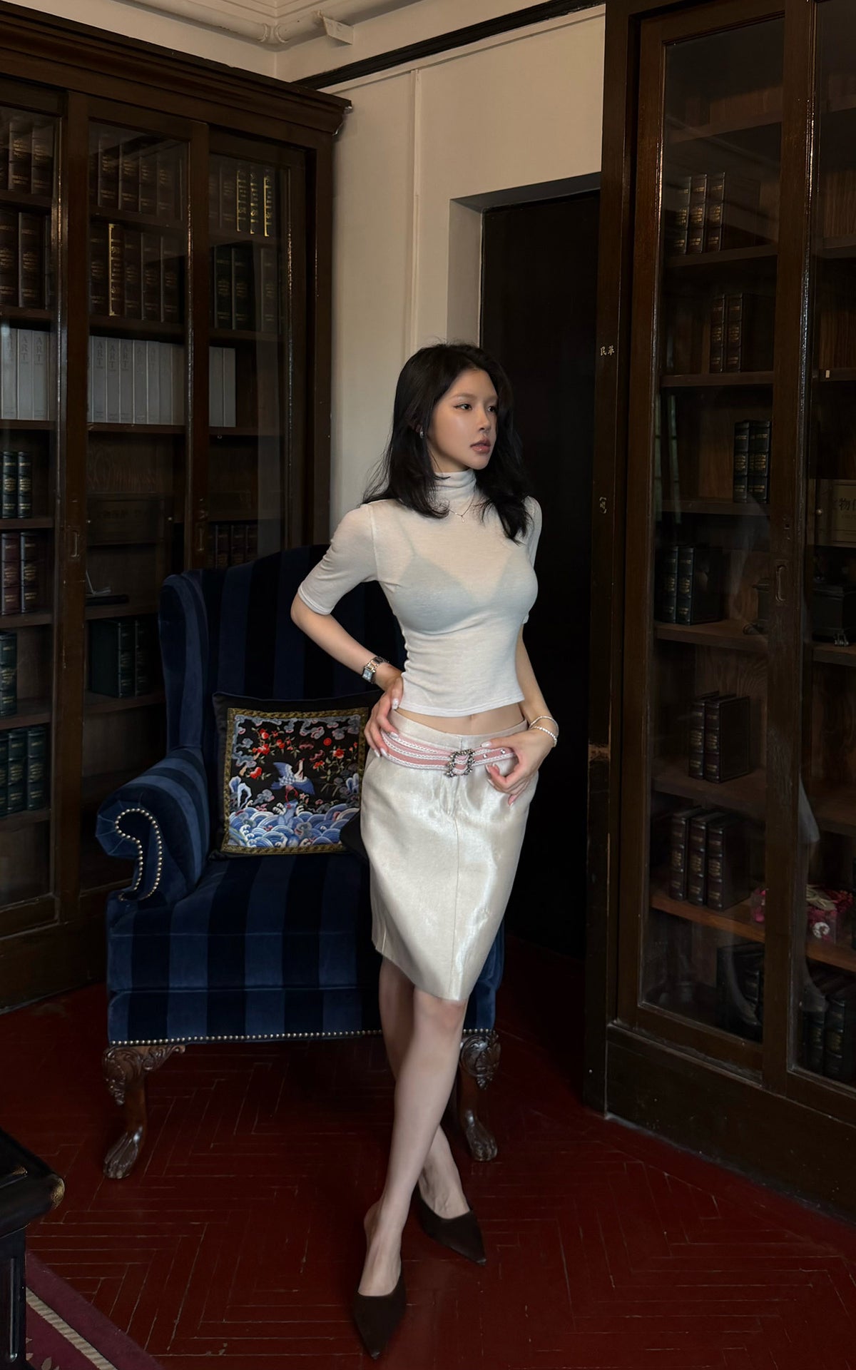 Hydrae Sheer Turtleneck Short Sleeve Top