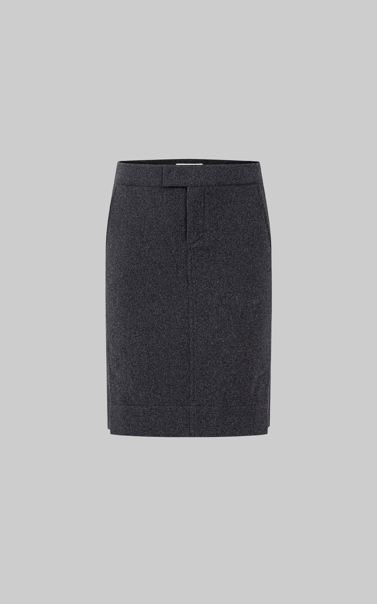 IAMXIAA Vintage-Inspired Charcoal Grey Tailored Knee-Length Pencil Skirt with Side Slit