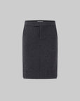 IAMXIAA Vintage-Inspired Charcoal Grey Tailored Knee-Length Pencil Skirt with Side Slit