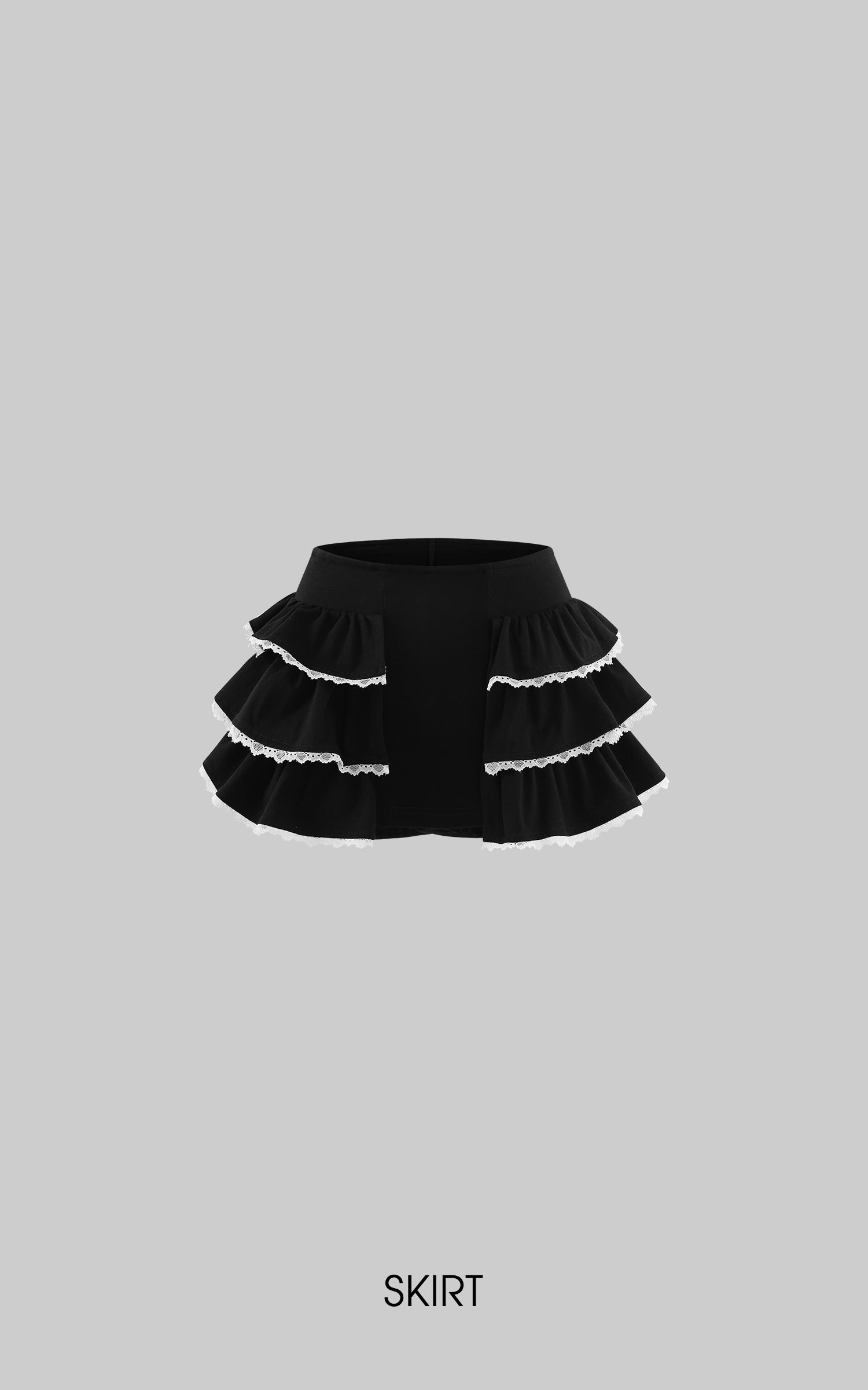 Rase le sol Lace Trim Fitted Top &amp; Layered Mini Skirt Set