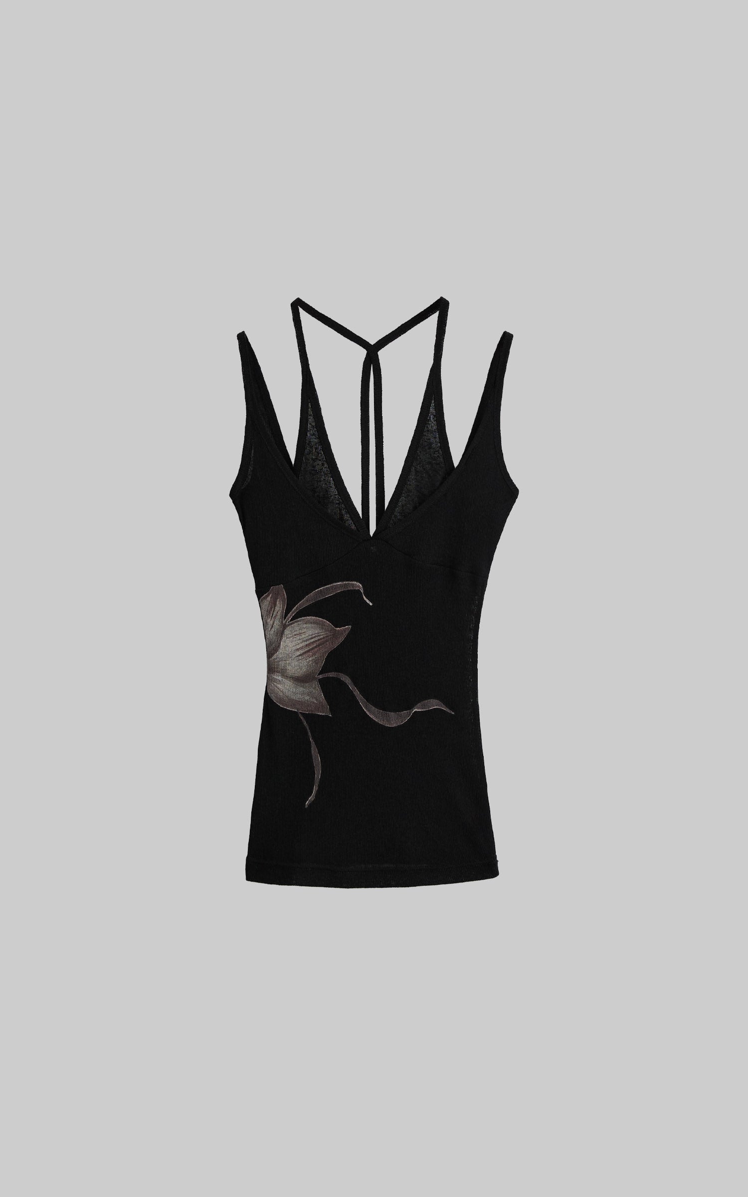DOINDULGE Faux Layered Halter Strappy Knit Tank Top