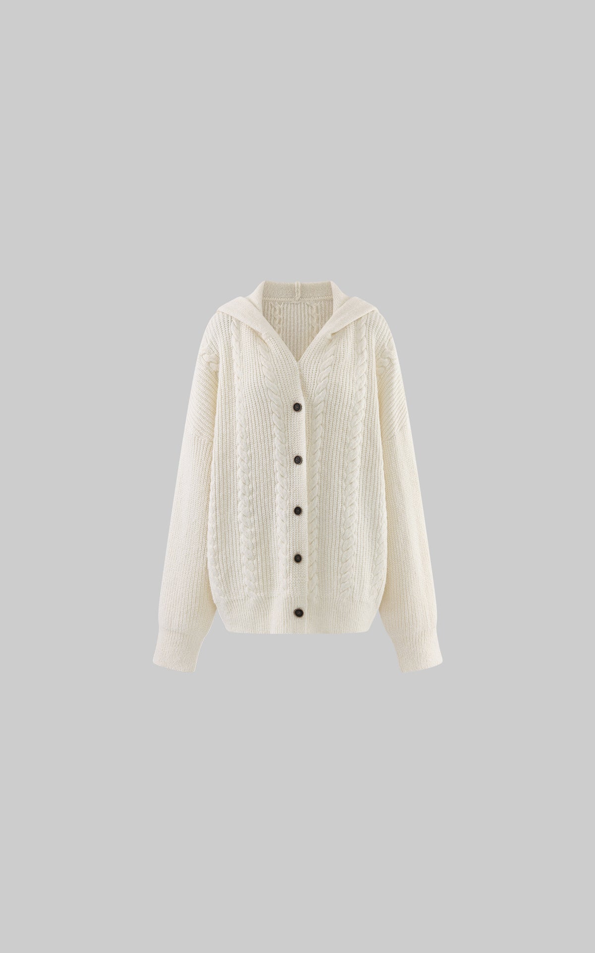 Rase le sol Oversized Cable Knit Embroidered Hooded Cardigan