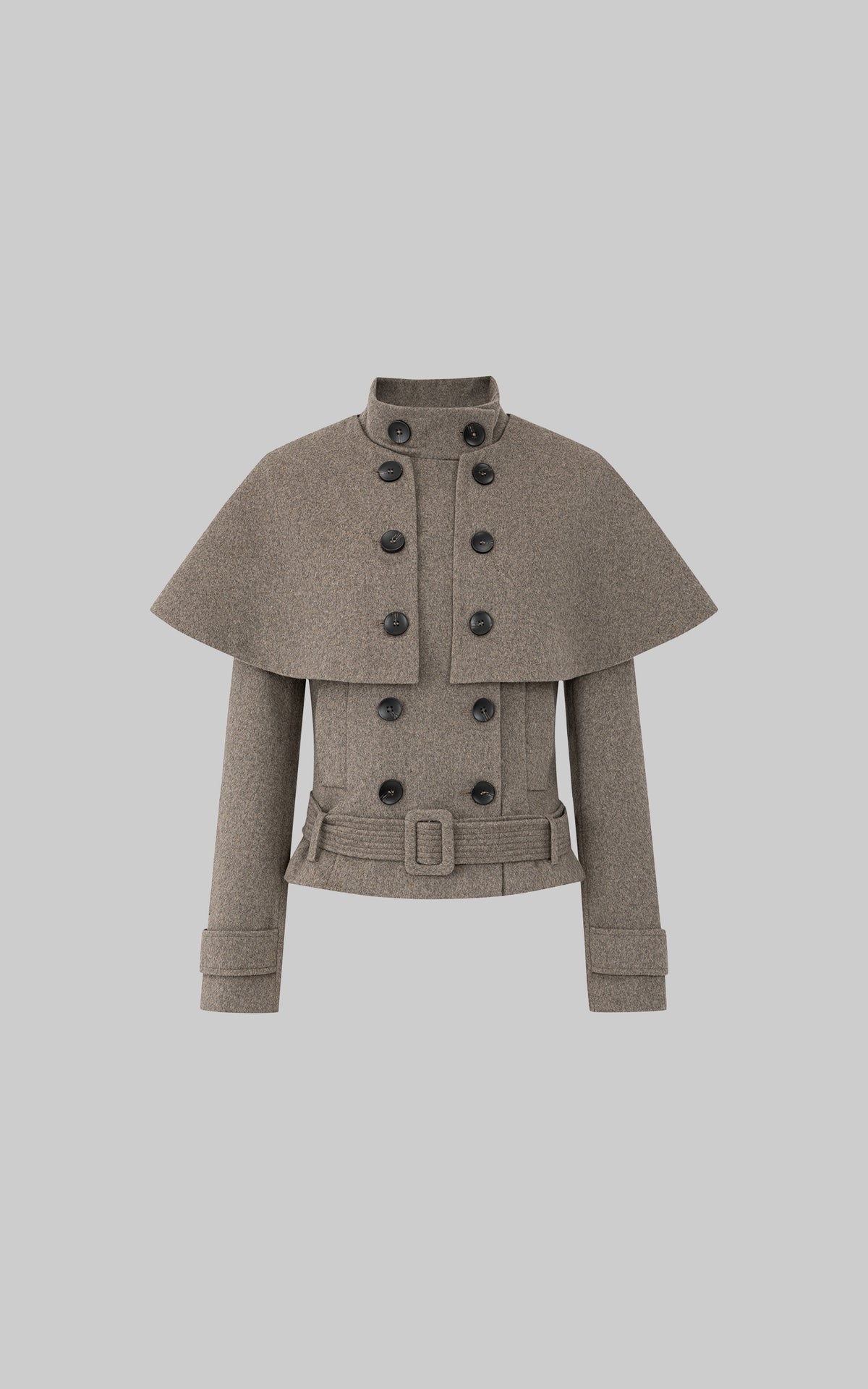 IAMXIAA Detachable Cape Double-Breasted Belted Jacket