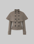 IAMXIAA Detachable Cape Double-Breasted Belted Jacket