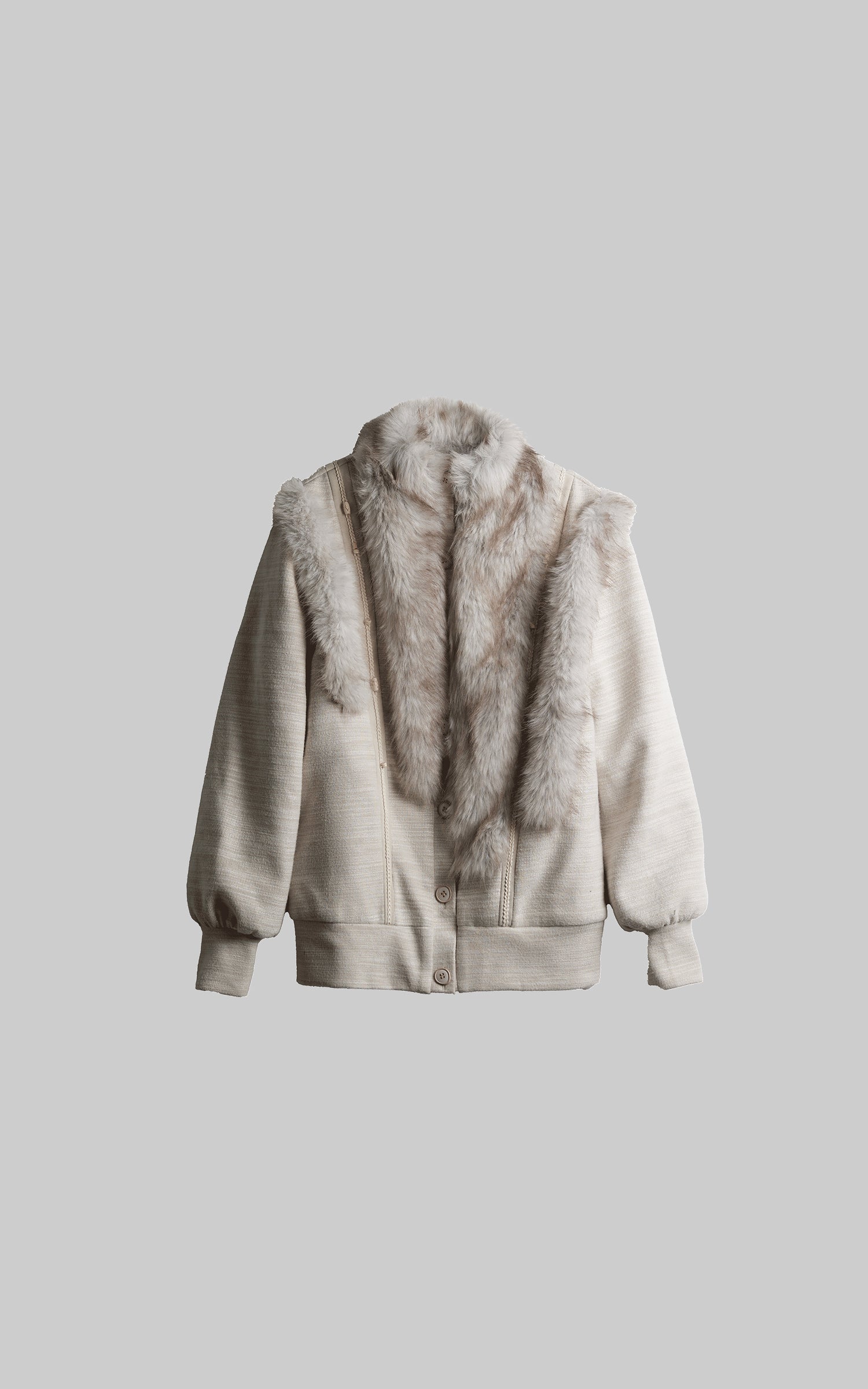 DOINDULGE Faux Fur-Panel Textured Jacket