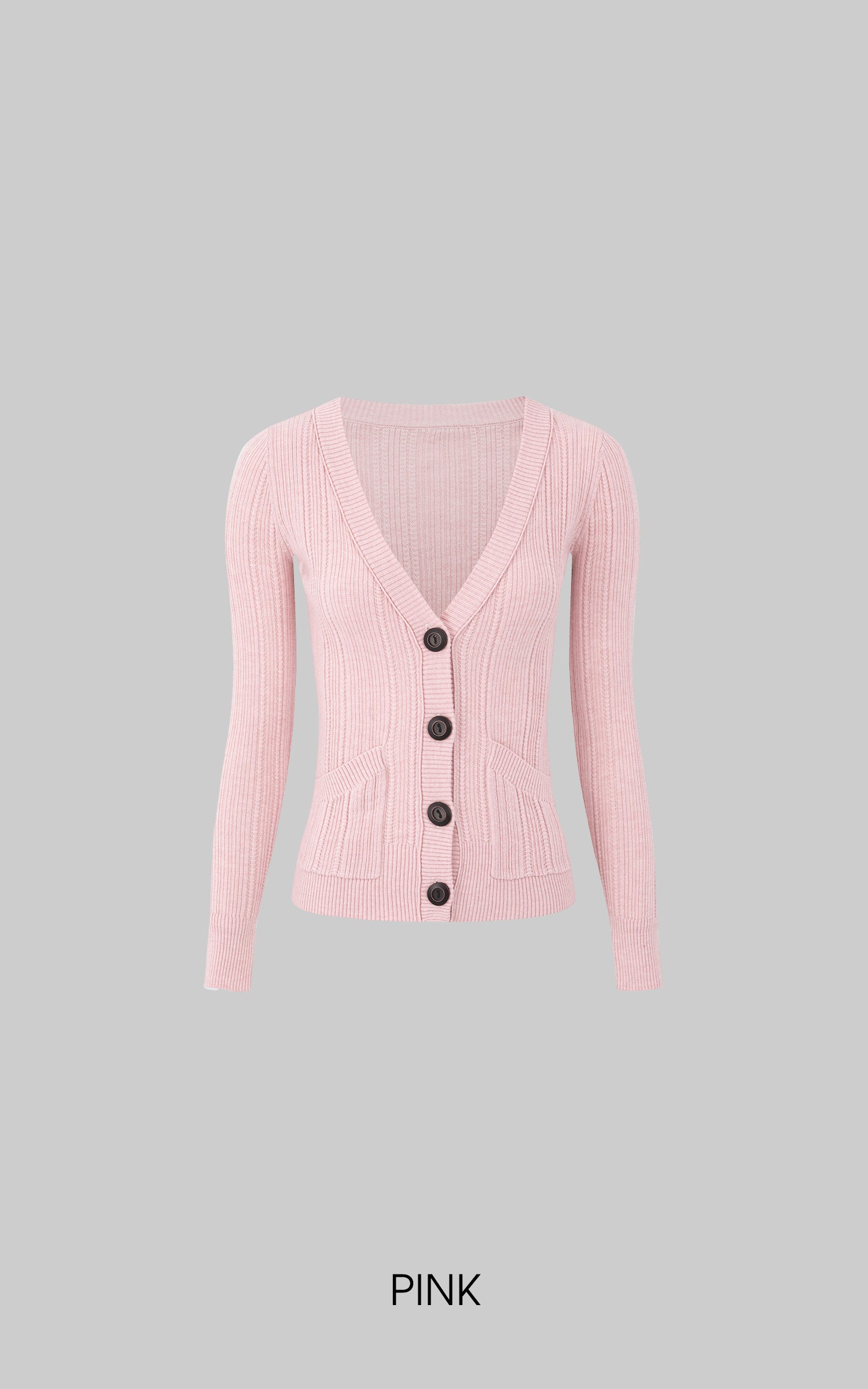 Cardigan en maille ajusté à côtes, col en V profond