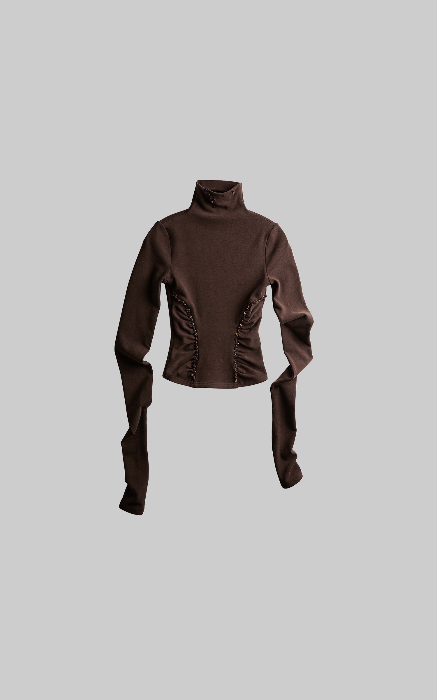 DOINDULGE Beaded Contour High-Neck Top