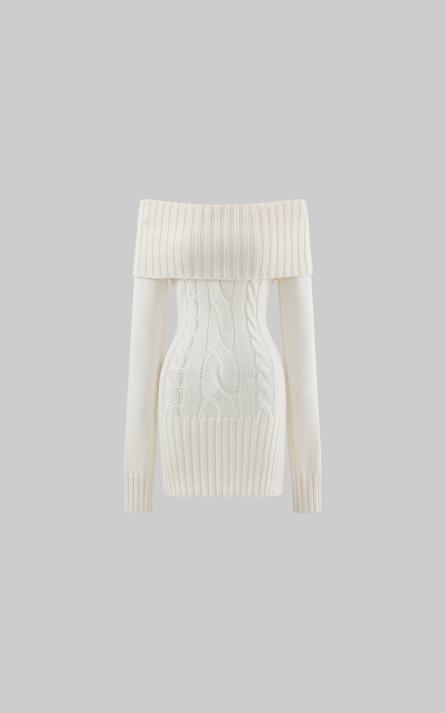 ROVENTE Off-Shoulder Cable Knit Sweater Dress M / KR 66 / JP 9 / US 4 / Apricot ROVENTE Off-Shoulder Cable Knit Sweater Dress M / KR 66 / JP 9 / US 4 / Apricot