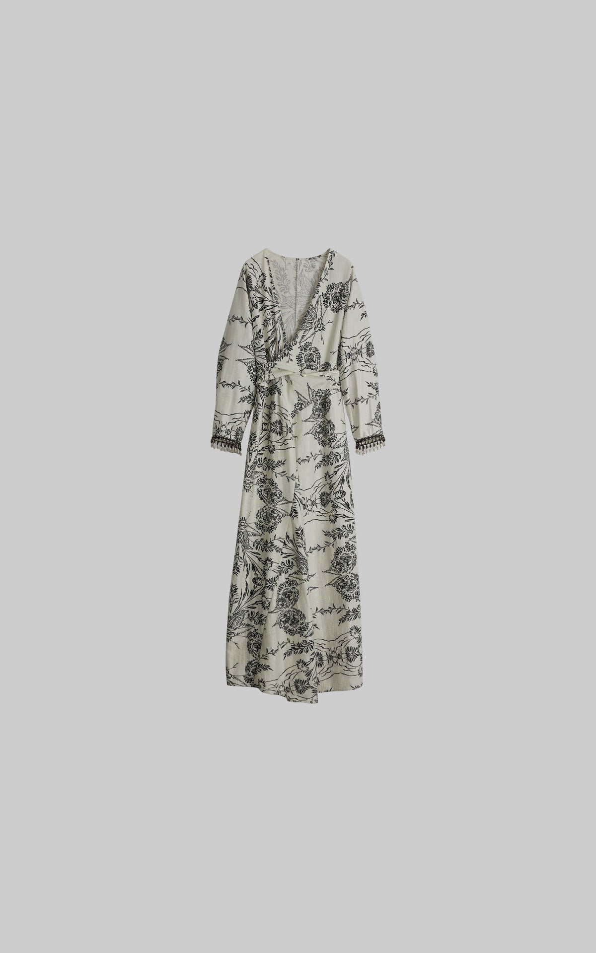 DOINDULGE Engraved Botanical Wrap Maxi Dress