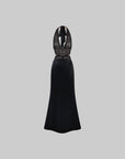 ROVENTE Robe longue en satin à col licou en dentelle