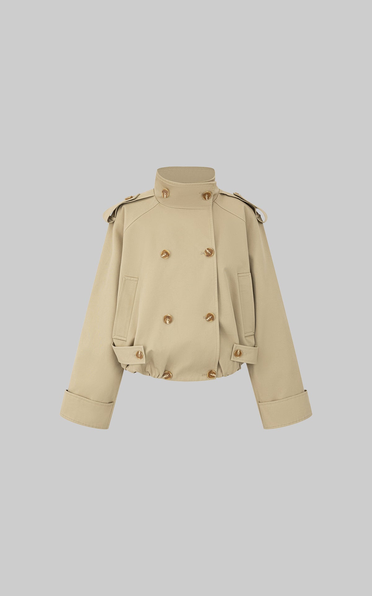 IAMXIAA High-Neck Cropped Balloon Trench Jacke