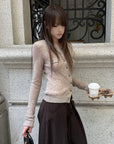 Rase le sol Fitted Button-Up Knit Cardigan
