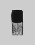 0122stepll Sheer Floral Lace Panel Low Rise Midi Skirt