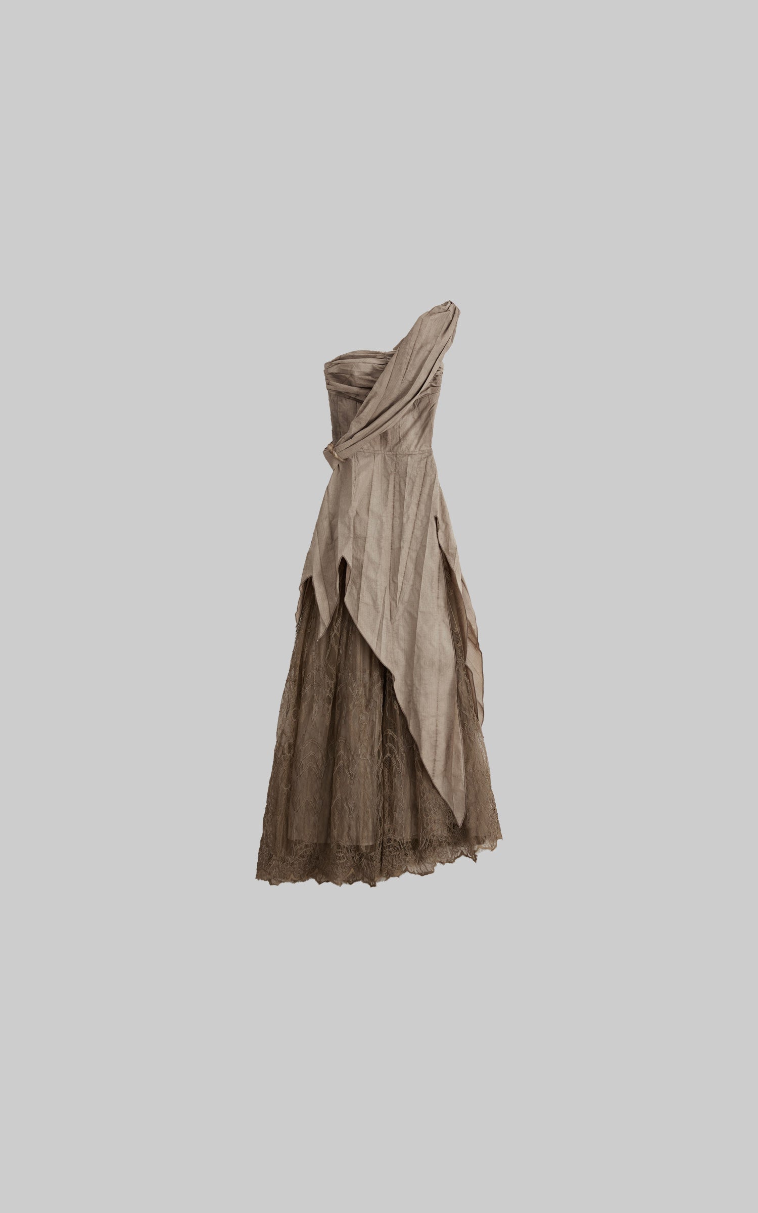 DOINDULGE Asymmetric Lace Panel Maxi Dress