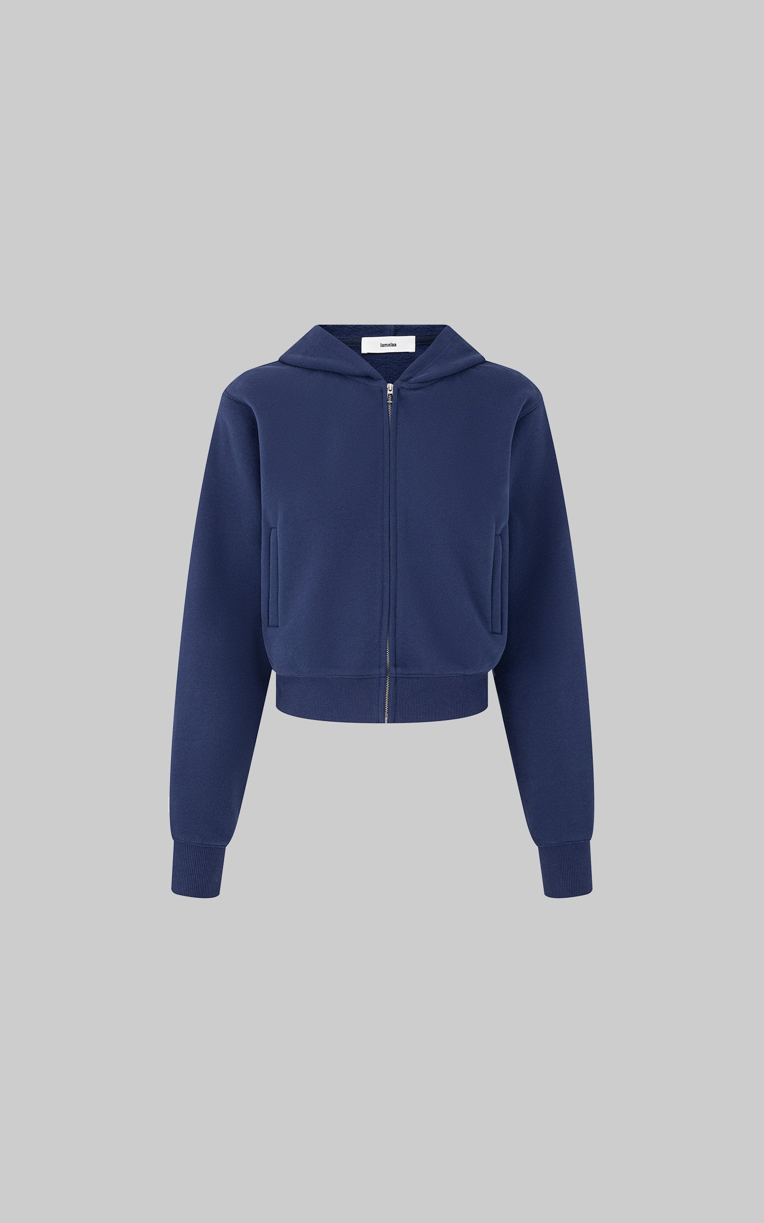 IAMXIAA Vintage Blue Cropped Zip-Up Hoodie