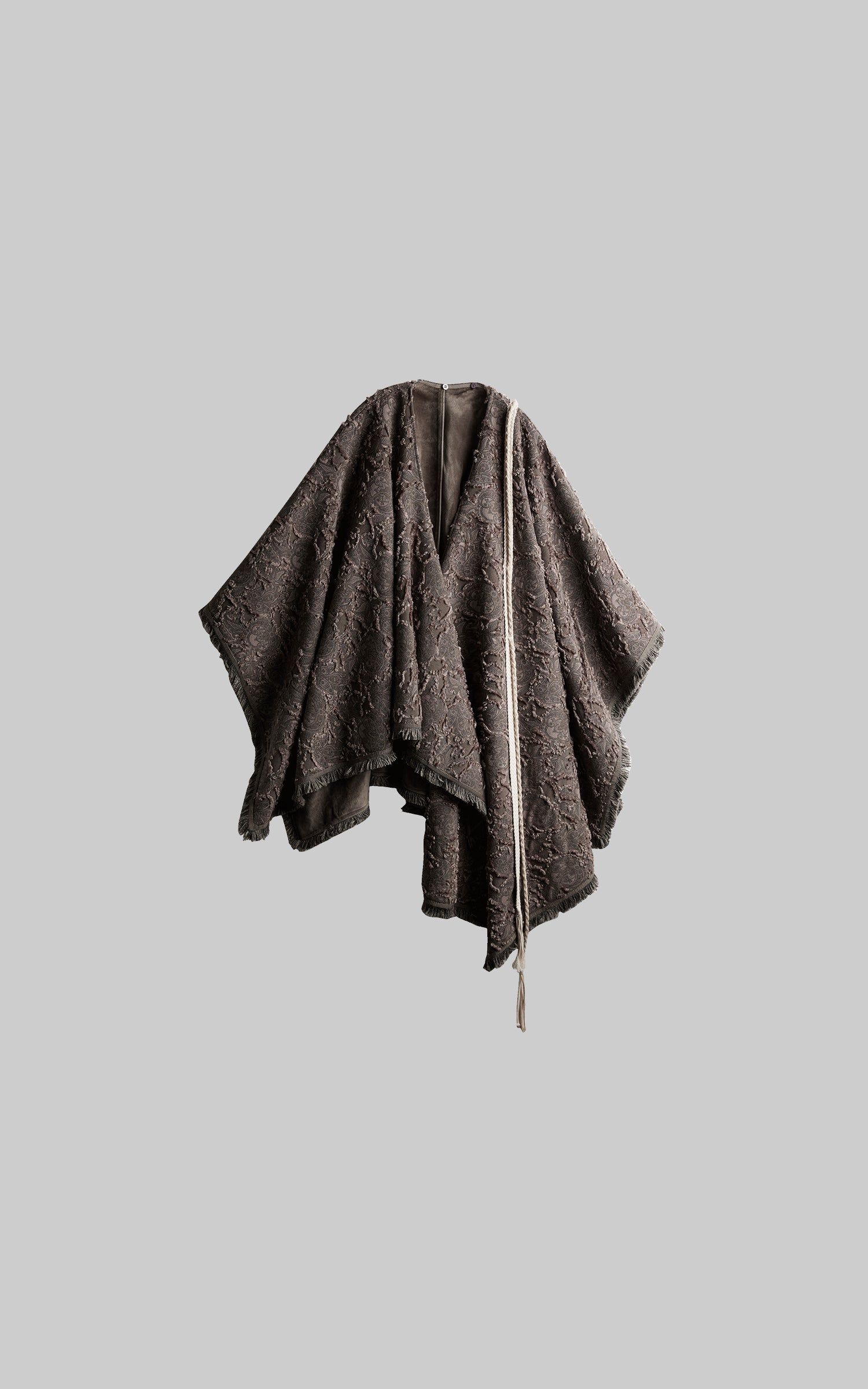 DOINDULGE Textured Jacquard Fringe Cloak