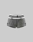 WARDEN EDGE Tailored Plaid Mini Shorts with Contrast Knit Waistband and Utility Detail
